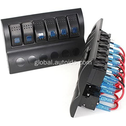 Boat Switch Panel Marine  6-Way Rocker Switch Panel With Fuse Circuit Protection Factory